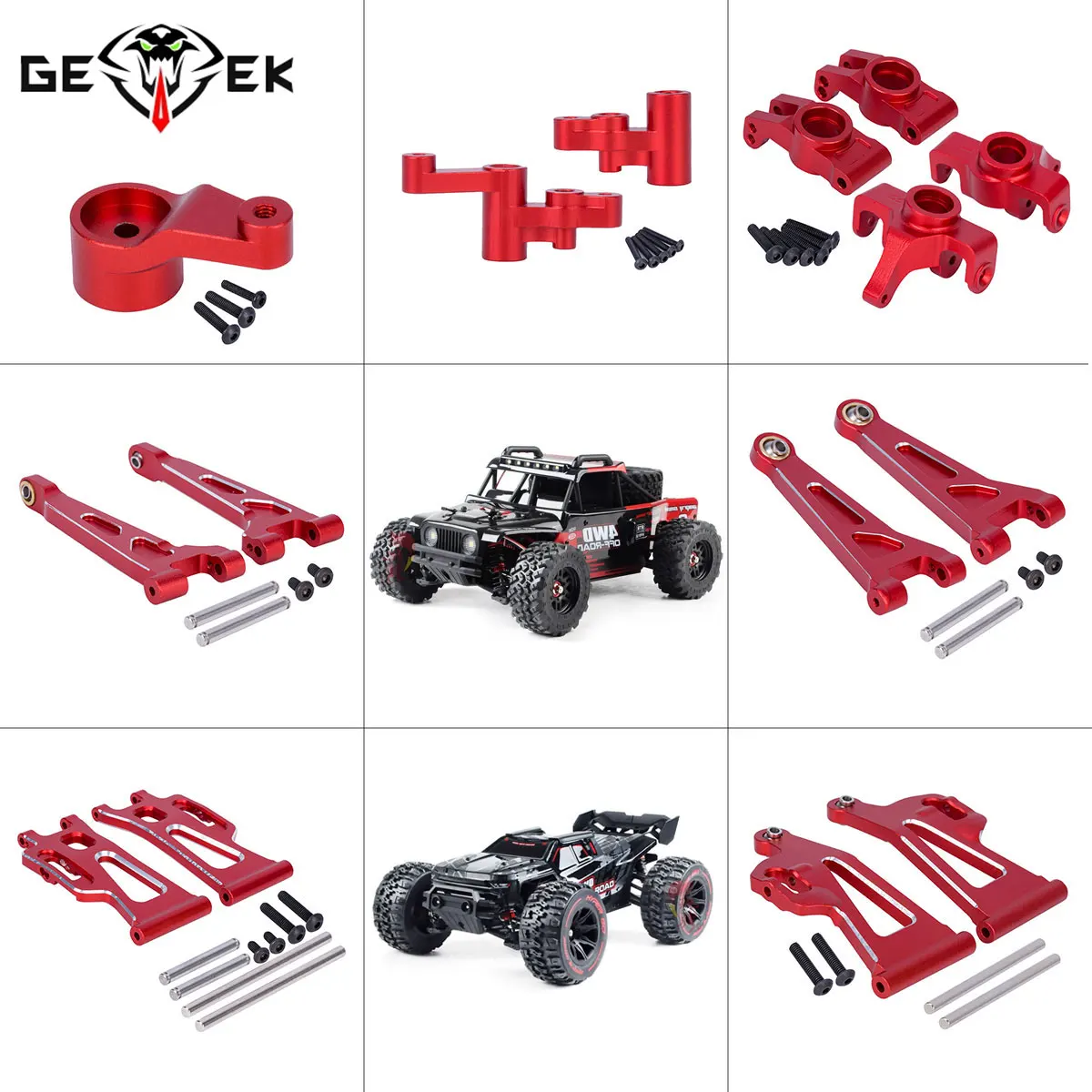 Rc Truck Monster - CNC Aluminium Stuurcup Voor- en Achterdraagarmen