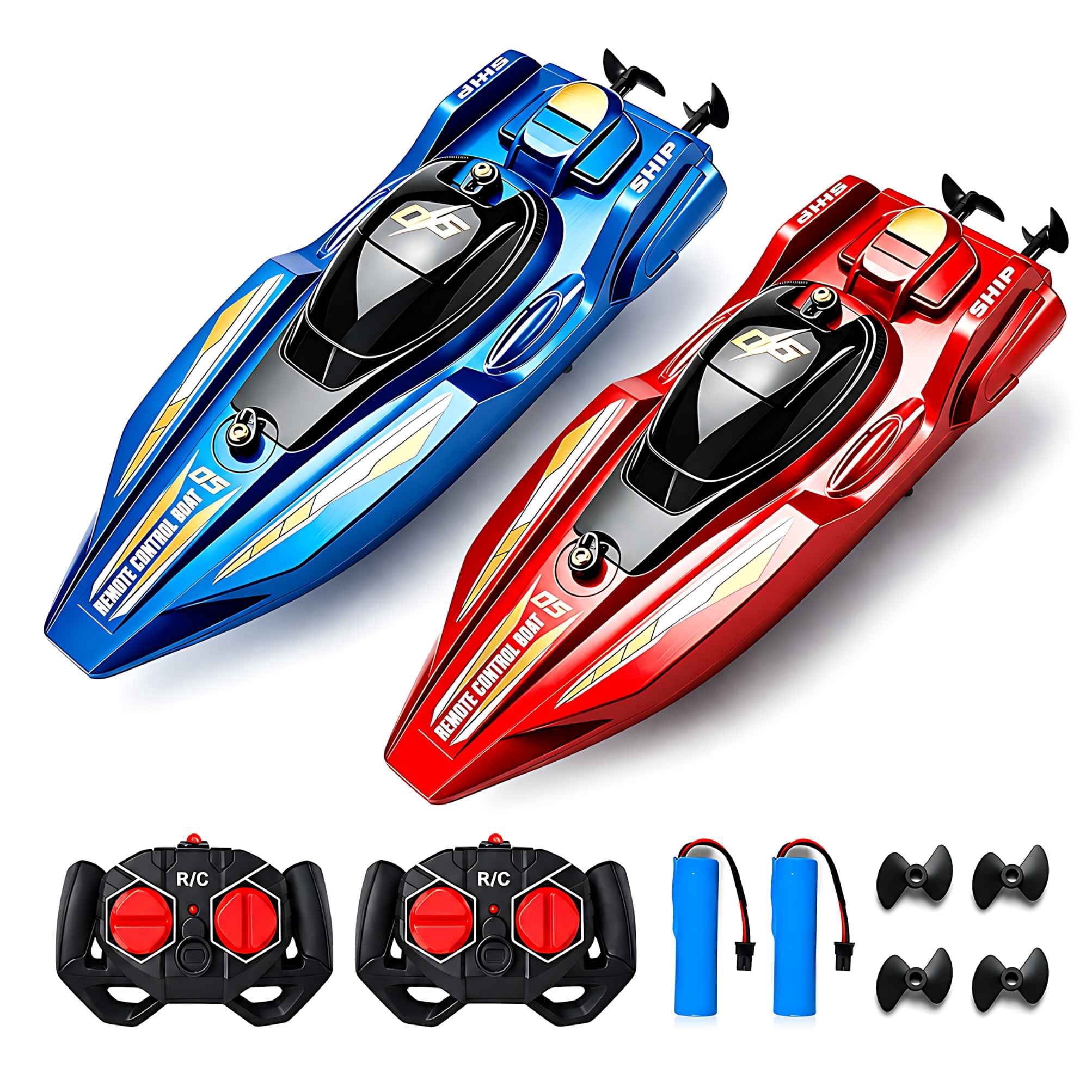 Rc Hobby Grade Boat - 2-delige RC speedbootset, radiografisch bestuurbare raceboot,